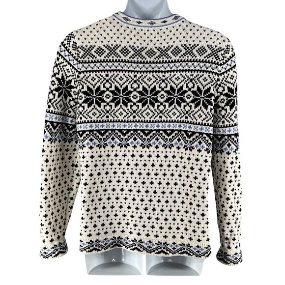 L.L. Bean Vintage Womens XL Nordic Fair Isle Thick Cardigan Fisherman Sweater - Picture 2 of 16